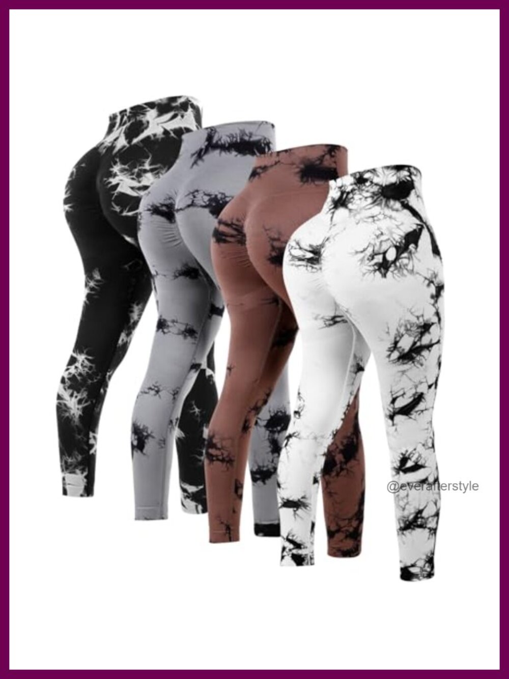4 Pack High Waisted Tie Dye Yoga Leggings Women Scrunch Butt Lifting Nylon